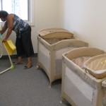 Finishing touches on the infant nursery